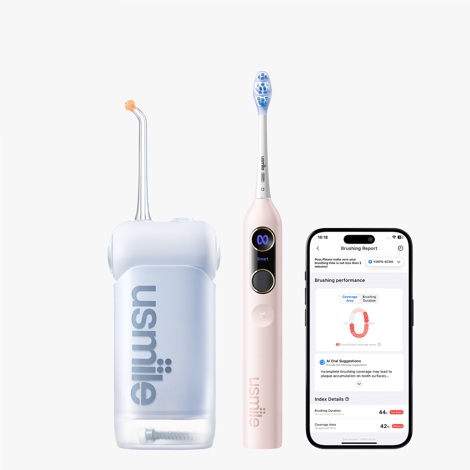 usmile Classic Dental Care Bundle—Y20 PRO AI Toothbrush x C10 Water Flosser